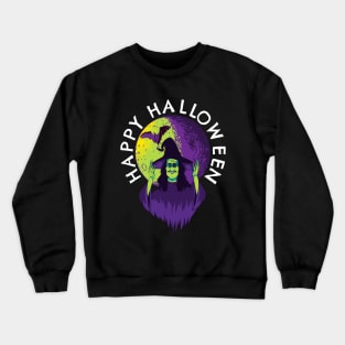 Happy Halloween Witch in the Full Moon Crewneck Sweatshirt